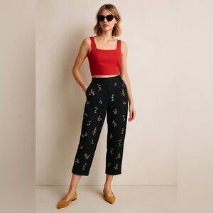 Vintage Talbots Embroidered Silk Blend Capri